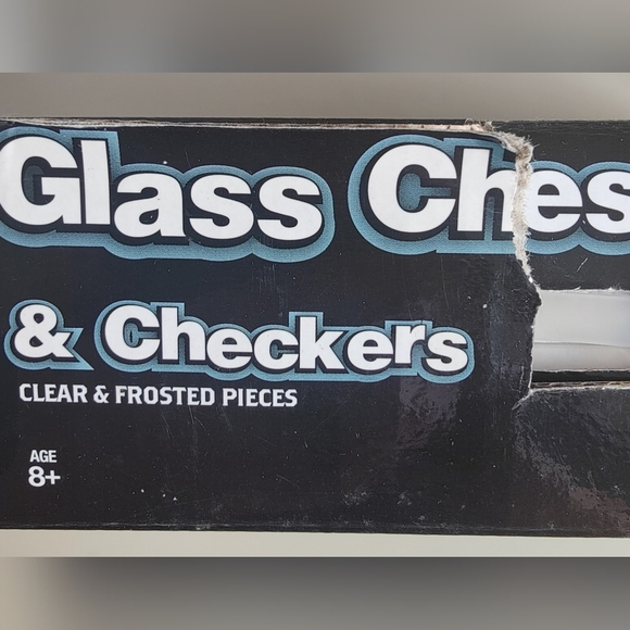 Cardinal Glass Chess & Checker Set, w/Glass Board, Unused, Complete - Picture 8 of 9